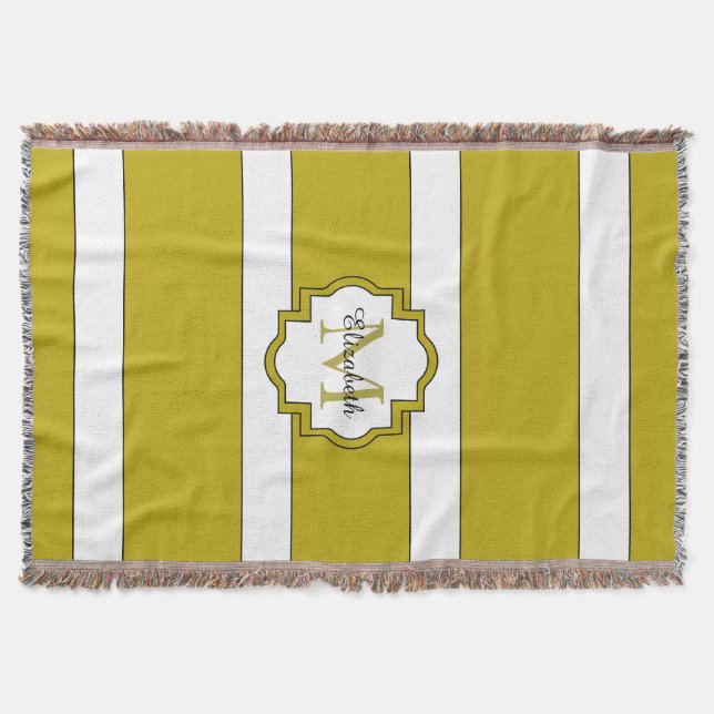 CHIC THROW_191 GOLD/WHITE STRIPES THROW BLANKET (Front)