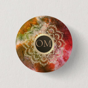 Chic Tie Dye OM Mandala 3 Cm Round Badge