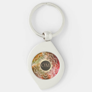 Chic Tie Dye OM Mandala   Key Ring