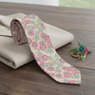 Chic Tie With Artistic Cherry Blossom Floral Art