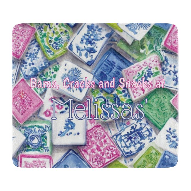 Chic Tiles Bams Cracks Snacks Custom Mahjong Cutting Board (Front)