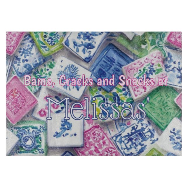 Chic Tiles Bams Cracks Snacks Custom Mahjong Cutting Board (Front)