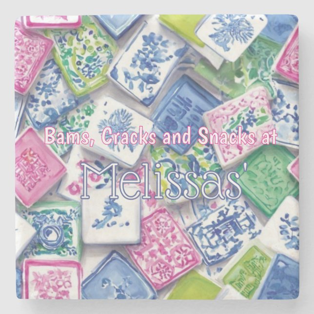 Chic Tiles Bams Cracks Snacks Custom Mahjong Stone Coaster (Front)