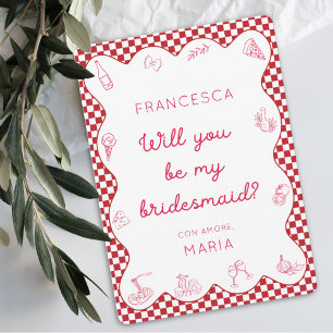 Chic Timeless Italian-Themed Bridesmaid Proposal  Card