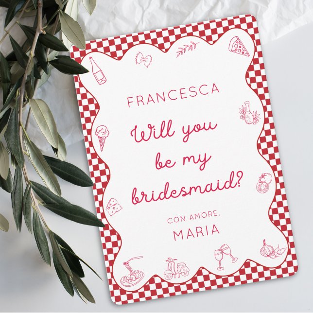 Chic Timeless Italian-Themed Bridesmaid Proposal  Card (Creator Uploaded)