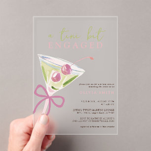 Chic Tini Bit Engaged Martini Bridal Shower Acrylic Invitations