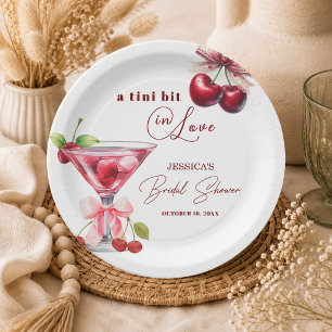 Chic Tini Bit in Love Cherry Martini Bridal Shower Paper Plate