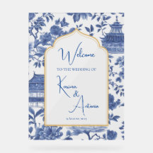 Chic-tique Chinoiserie Acrylic Welcome Sign Blue