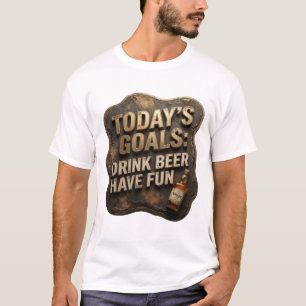 Chic TODAY'S GOALS DRINK BEER HAVE FUN T-Shirt