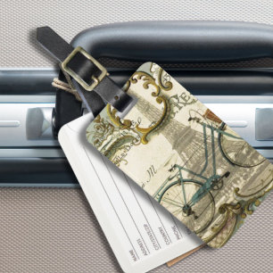 chic traveller vintage bicycles paris eiffel tower luggage tag