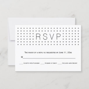 Chic, trendy black, white geometric wedding RSVP Card