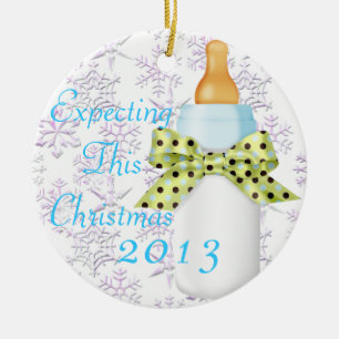 Chic Trendy Blue Expecting This Christmas Ornament