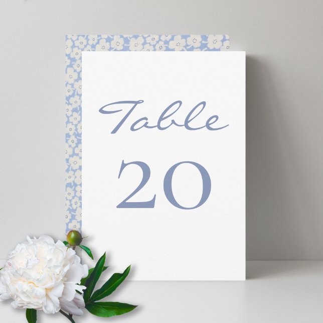 Chic & Trendy | Blue Floral Table Number Card (Creator Uploaded)