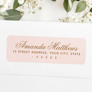 Chic trendy blush pink calligraphy script address