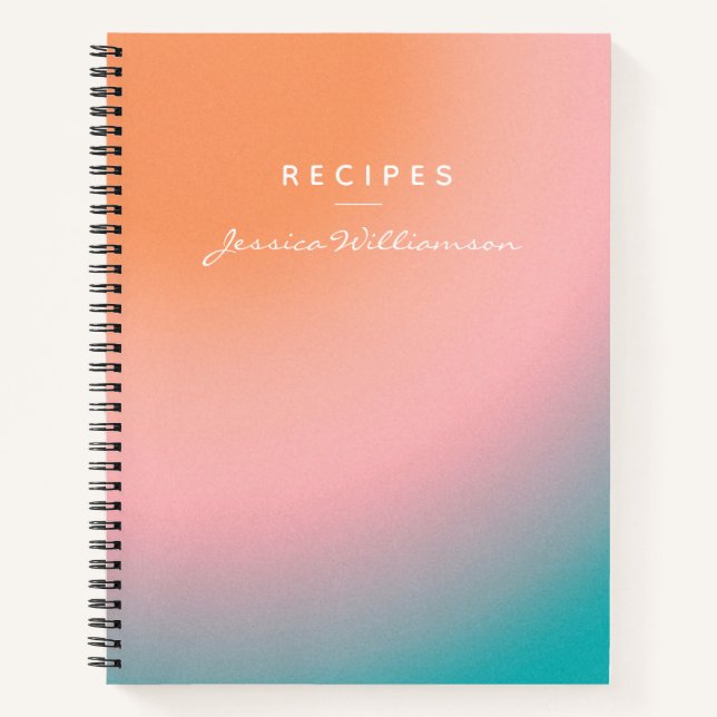 Chic Trendy Boho Gradient Pink Custom Recipe Notebook (Front)
