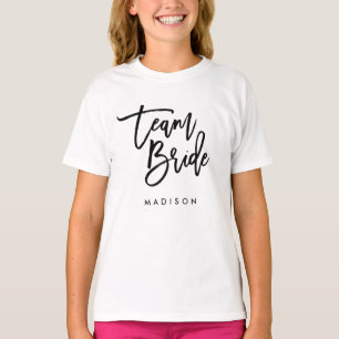 Chic Trendy Brush Black Script Team Bride T-Shirt