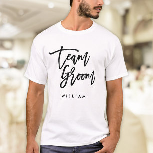Chic Trendy Brush Black Script Team Groom T-Shirt