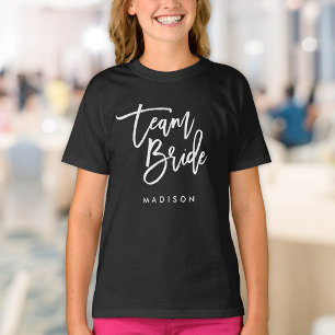 Chic Trendy Brush White Script Team Bride T-Shirt