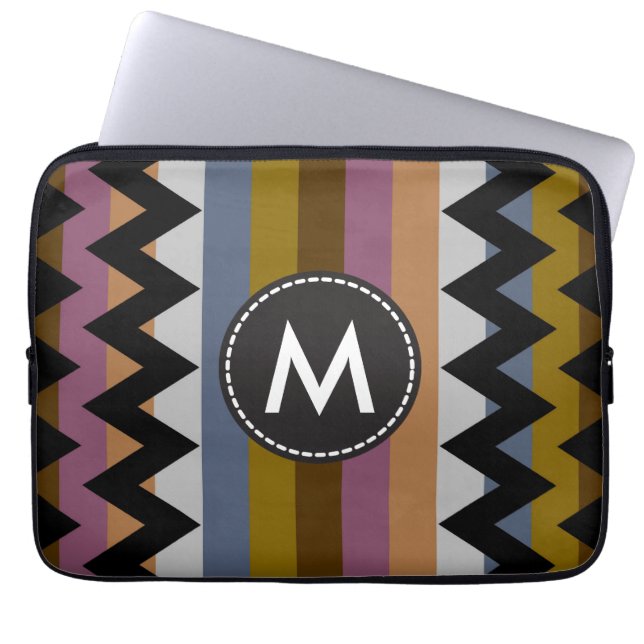 Chic Trendy Chevron Stripes Pattern Laptop Sleeve (Front)