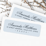 Chic trendy dusty blue calligraphy script address<br><div class="desc">Elegant dusty blue return address labels with your name in an elegant calligraphy script font and the address below</div>