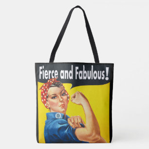 Chic trendy Fierce and Fabulous Rosie the Riveter Tote Bag