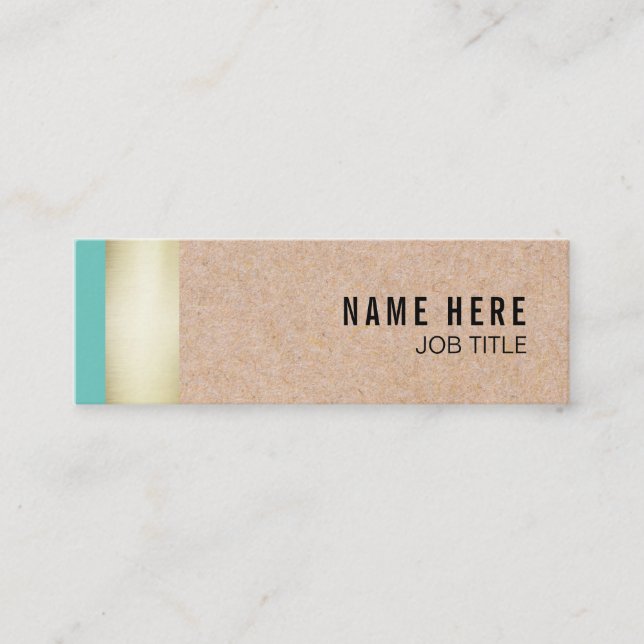 Chic Trendy Gold Stripe Kraft Mini Business Card (Front)