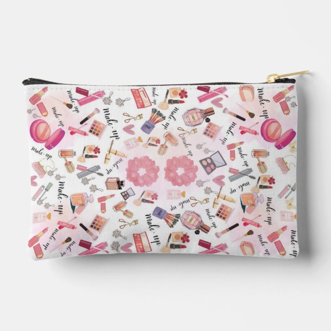 Chic & Trendy Makeup Icon Pattern Accessory Pouch (Back)