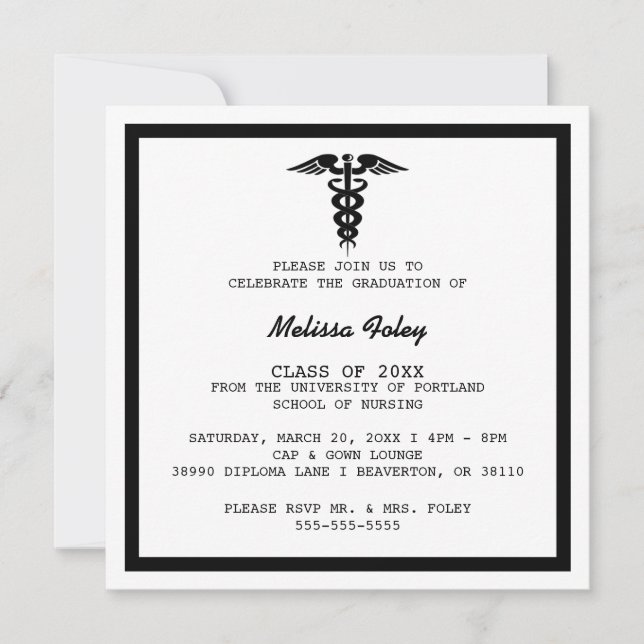 Chic Trendy Medical School Graduation Announcement (Front)
