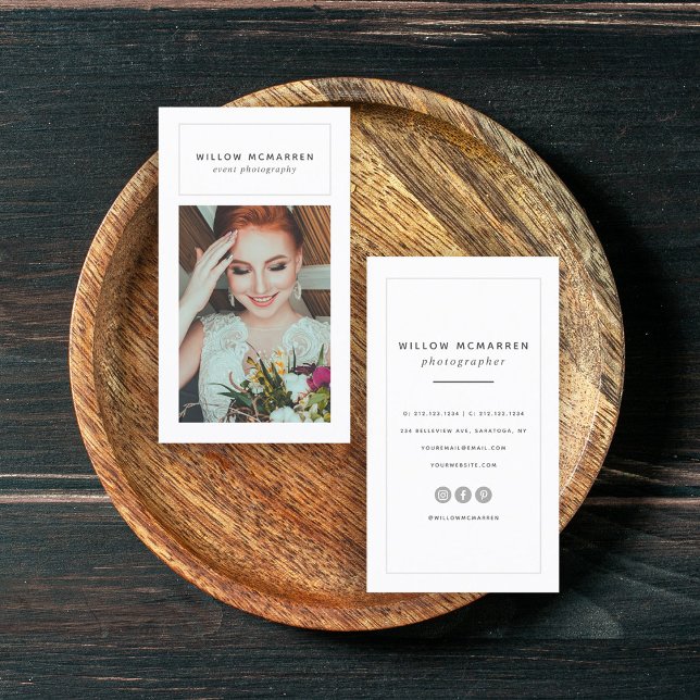 Chic Trendy Modern Minimalist Photographer Business Card (Creator Uploaded)