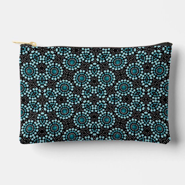 Chic Trendy Modern Stylish Girly Teal Dot Art  Accessory Pouch (Front)