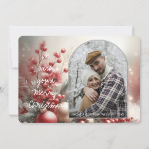 Chic Trendy Red Floral Berries Holiday Ornaments