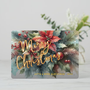 Chic Trendy Red Floral Berries Wreath Gold