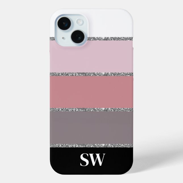 Chic Trendy Striped | Monogrammed Initial Case-Mate iPhone Case (Back)