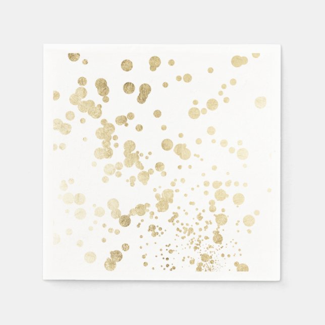 Chic trendy white faux gold elegant confetti dots napkin (Front)