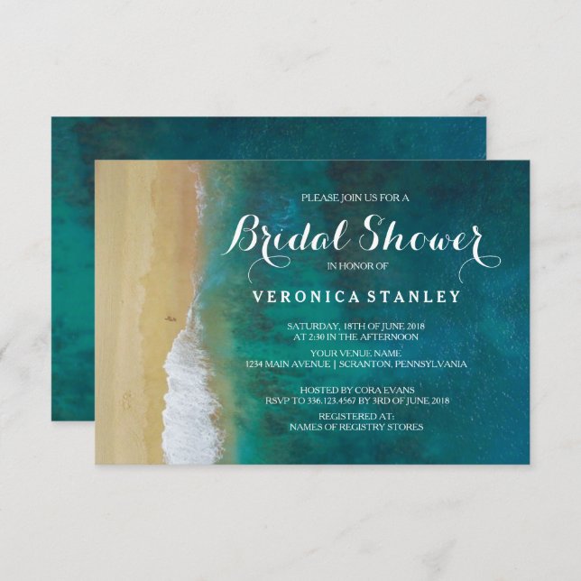 Chic Tropical Beach Destination Bridal Shower Card (Front/Back)