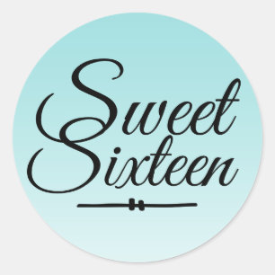 Chic Tropical Blue Ombre Sweet 16 16th Birthday Classic Round Sticker