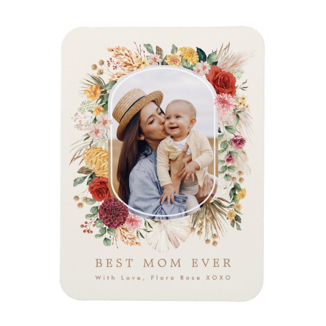 Chic Tropical Boho Floral Mother's Day Gift Magnet (Vertical)