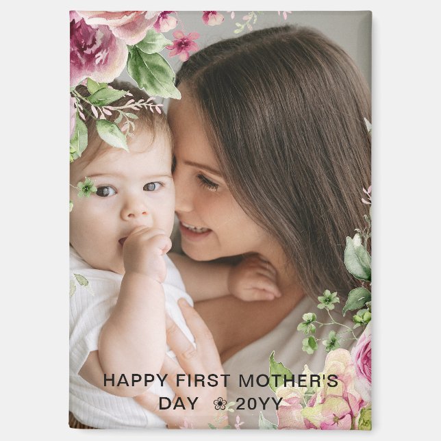 Chic Tropical Boho Floral Mother's Day Gift Magnet (Front)