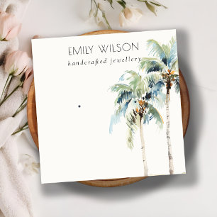 Chic Tropical Coastal Palm Tree Earring Display Square Business Card