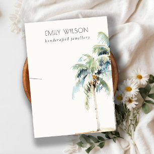 Chic Tropical Coastal Palm Tree Necklace Display Business Card