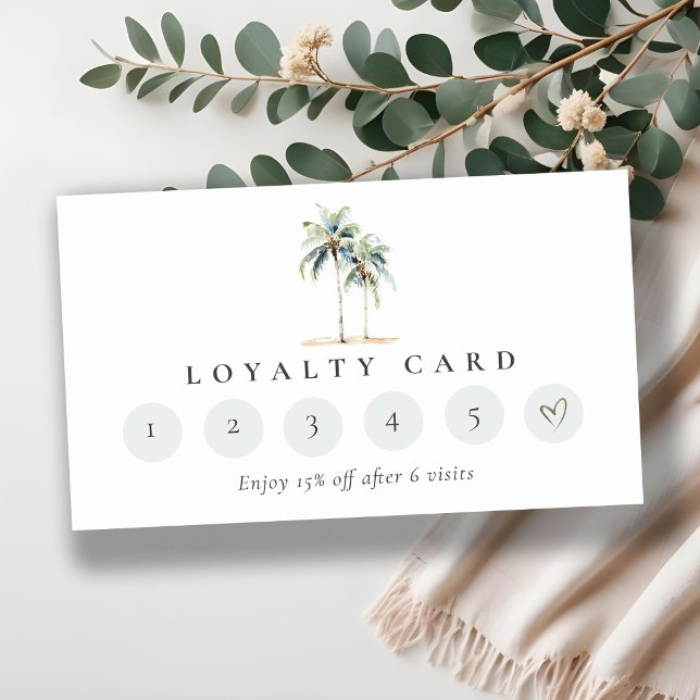 Chic Tropical Coastal Palm Trees Loyalty Card (Creator Uploaded)