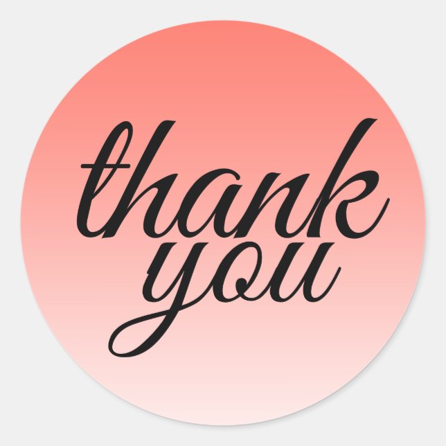 Chic tropical coral ombre thank you classic round sticker (Front)