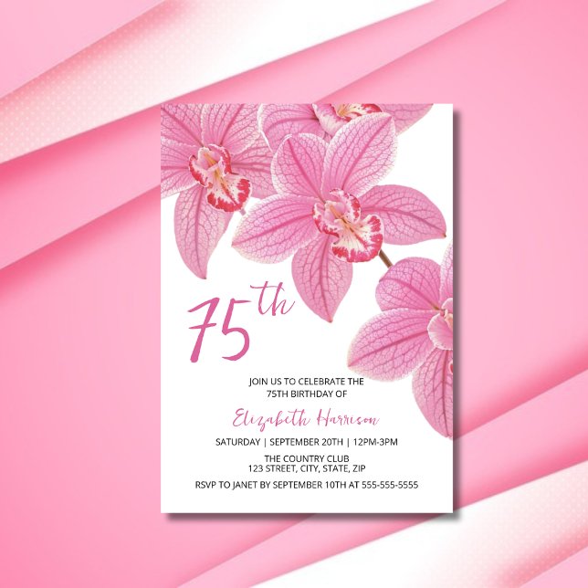 Chic Tropical Floral Pink Orchid Birthday Invitation (Creator Uploaded)