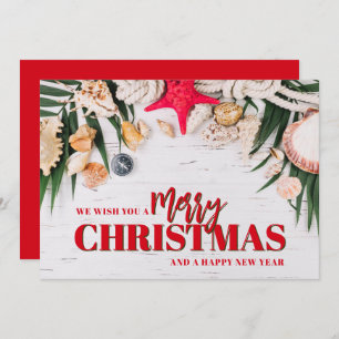 Chic Tropical Merry Christmas Business Logo Holiday Card