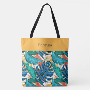 Chic Tropical Monogrammed Tote Bag