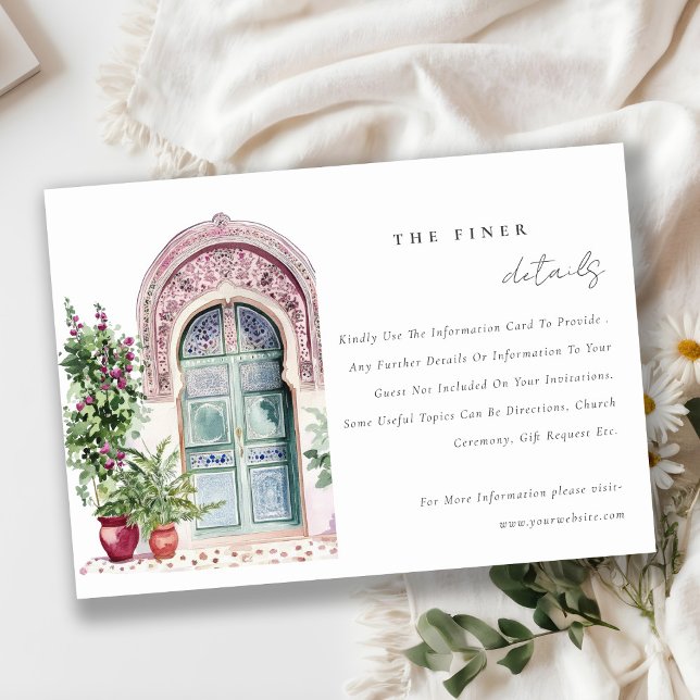 Chic Tropical Moroccan Doorway Wedding Detail Enclosure Card (Creator Uploaded)