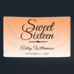 Chic Tropical Orange Ombre Sweet 16 16th Birthday Banner<br><div class="desc">A chic tropical orange ombre design Sweet 16 birthday party banner. The bright papaya orange fades onto a white background. The text "Sweet Sixteen" in black is set in modern script. Elegant 16th birthday party banner for a glamourous Sweet Sixteen, perfect for her, the fashionista who loves modern pattern, luxury...</div>