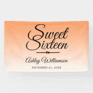 Chic Tropical Orange Ombre Sweet 16 16th Birthday Banner
