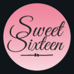 Chic Tropical Pink Ombre Sweet 16 16th Birthday Classic Round Sticker<br><div class="desc">A chic tropical pink ombre design Sweet 16 birthday envelope seal to seal your invitation envelopes or 16th birthday party favours. The bright pink fades onto a white background. The text "Sweet Sixteen" in black is set in modern script. Elegant 16th birthday party stickers for a glamourous Sweet Sixteen, perfect...</div>
