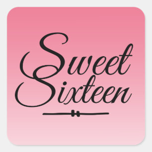 Chic Tropical Pink Ombre Sweet 16 16th Birthday Square Sticker